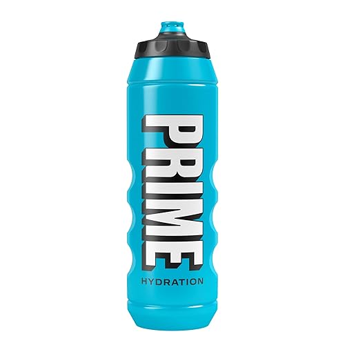 PRIME 32 oz Blue Squeeze Sports Water Bottle, BPA Free, Dishwasher Safe, Easy-Grip Ergonomic Leakproof Design, Fast Hydration for Gym, Cycling