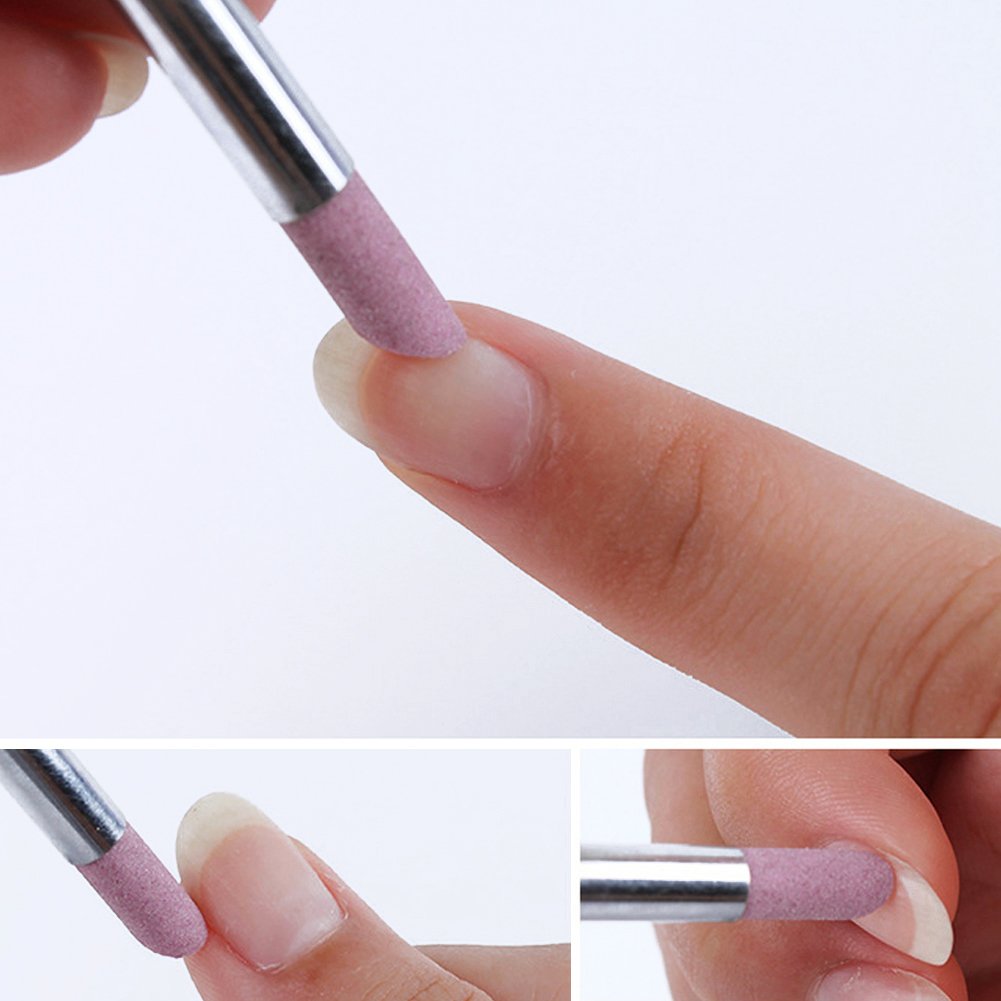 Yimart 5PCS Stone Sanding Nail File Tools Nail File Cuticle Remover Trimmer Buffer Pedicure Pen Washable Manicure Tool Nail Salon Makeup Cosmetic Tool