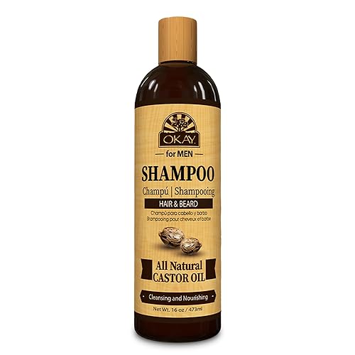 OKAY for MEN Castor Oil Hair & Beard Shampoo - Hydrating Shampoo for Healthy Hair & Beard Growth, Moisturizing Care, Strengthen & Restore Damage