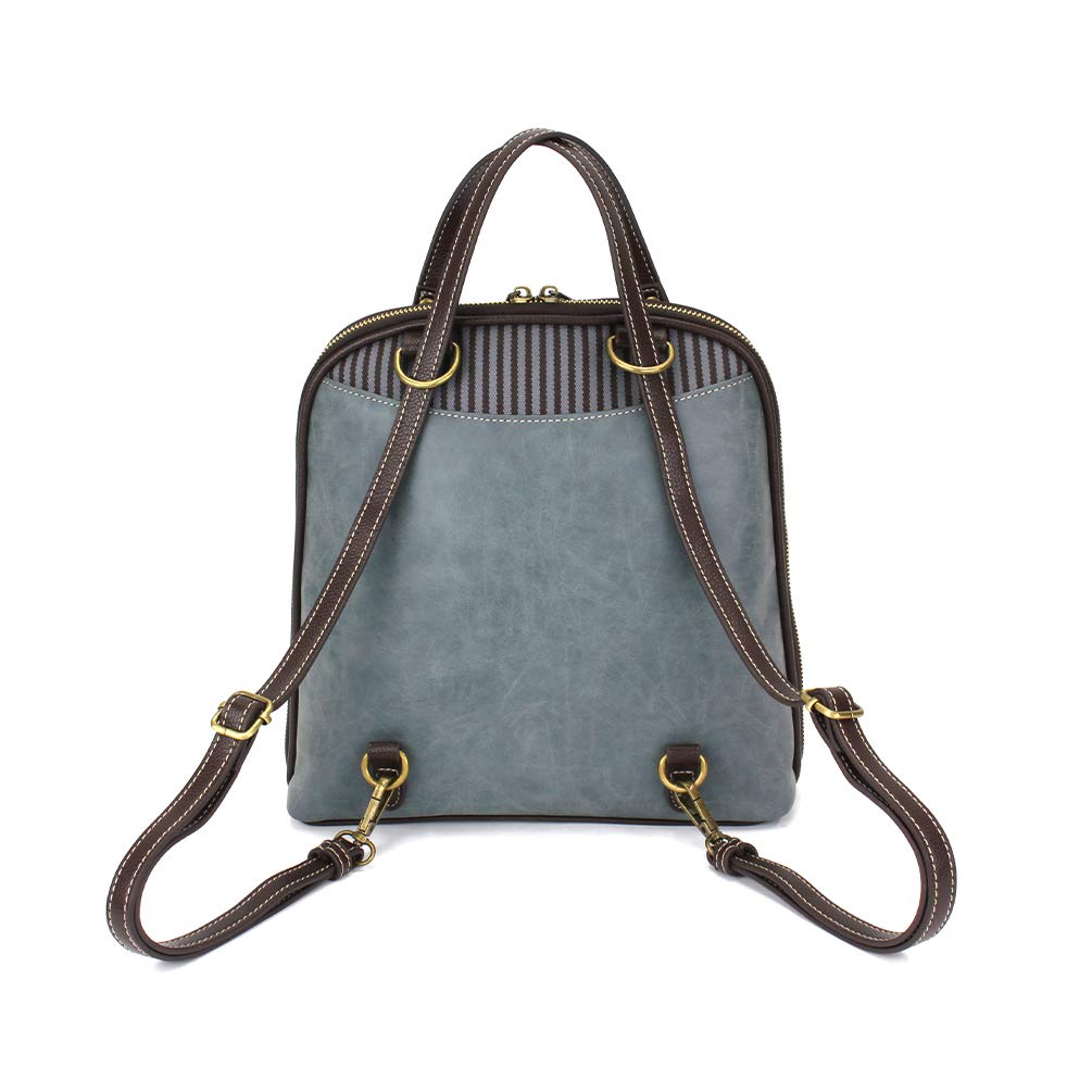 Chala Group Handbags Turtle Convertible Backpack Purse and Double Fold Wallet Bundle- Turtle Lovers, Indigo color