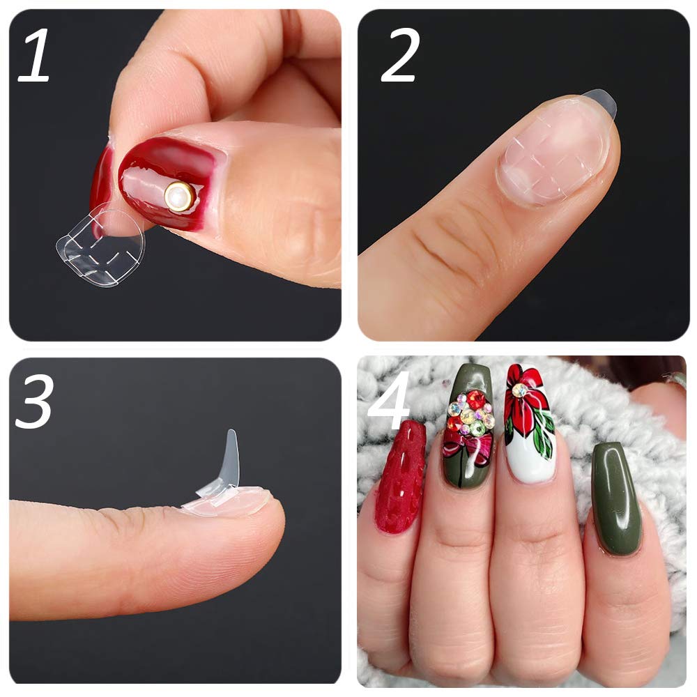 EBANKU 50Sheets Nail Adhesive Tabs, Double-Side Nail Glue Stickers for Press on Nail Sticky Tabs Waterproof Breathable Jelly Adhesive Tabs Manicure