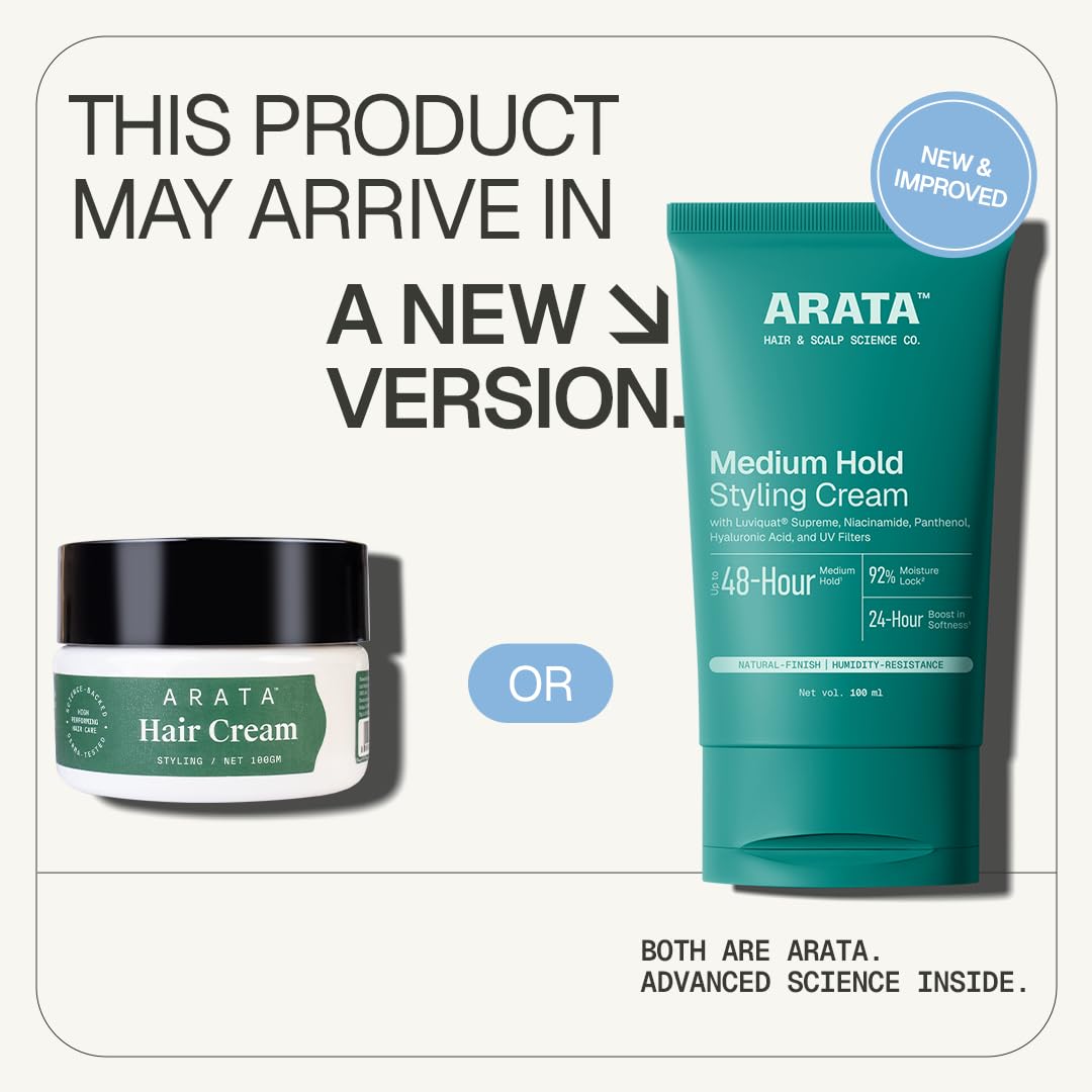 Arata Natural Styling & Strong Hold Hair Cream For Men & Women (3.4 Fl Oz) | With Hair Growth Formula, Organic Flaxseed & Olive Oil
