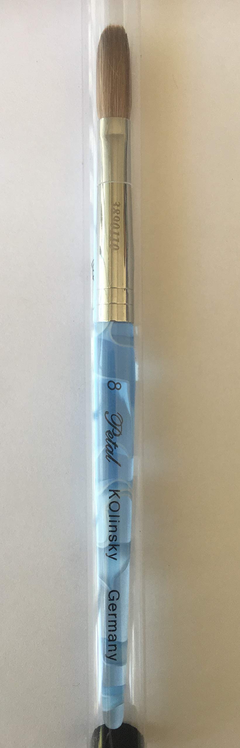 Blue Handle CRIMPED 100% Kolinsky Acrylic Nail Brush (Crimped 8) Beauty & Personal Care Blue Handle