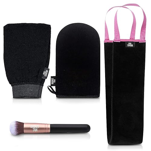 Bronze Tan Self Tanner Accessory Kit - Includes Self Tanning Mitt, Tan Remover Exfoliating Mitt, Easy-Reach Back Applicator, Tanning Brush Applicator