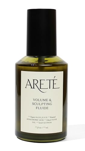 ARETÉ Volume & Sculpting Fluide, Glaze Hair Gloss, Curl Cream + Hair Volumizer with Organic Aloe, Hyaluronic Acid, Quinoa & Olive Oil for Flexible