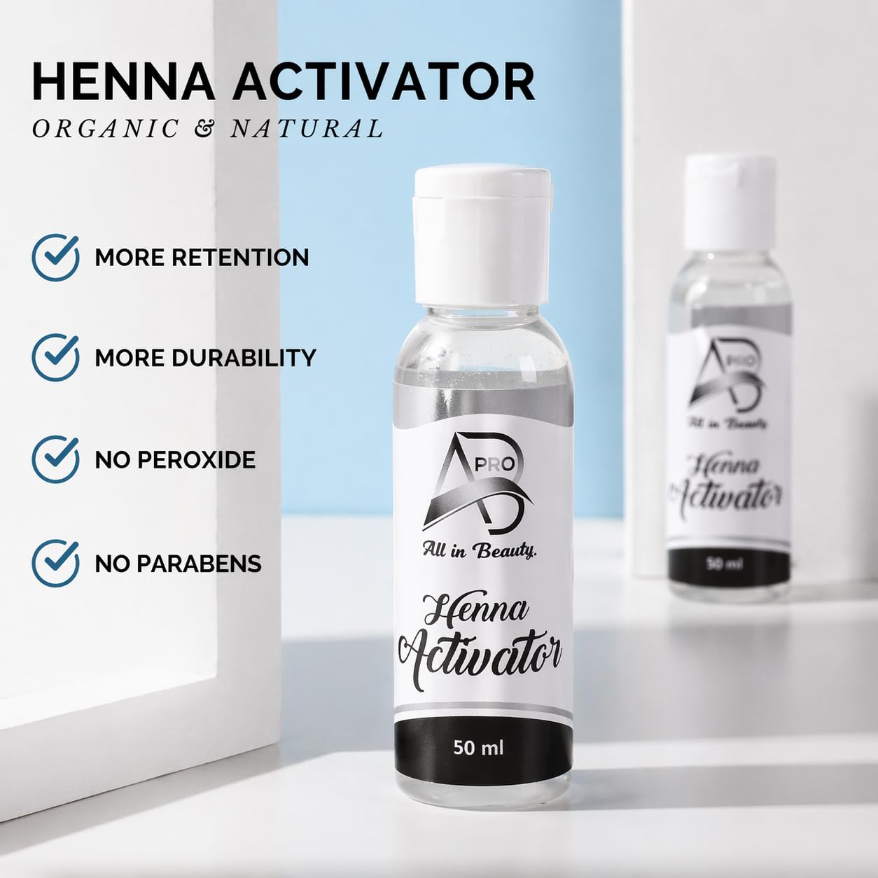ALL IN PRO BEAUTY Henna Activator for Brows - Fixative Mixer, Enhances Color Intensity, Uniformity, Application Control & Long-Lasting Professional