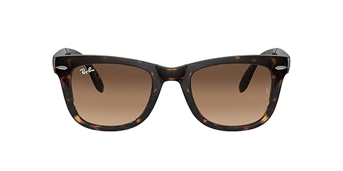 Ray-Ban RB4105 Folding Wayfarer Square Sunglasses, Light Havana/Clear Gradient Brown, 54 mm