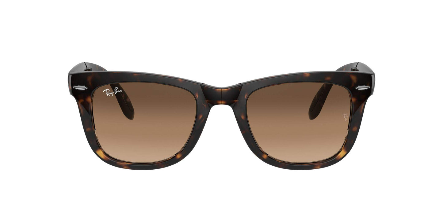 Ray-Ban RB4105 Folding Wayfarer Square Sunglasses, Light Havana/Clear Gradient Brown, 54 mm