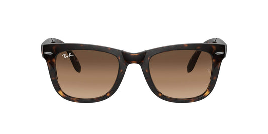 Ray-Ban RB4105 Folding Wayfarer Square Sunglasses, Light Havana/Clear Gradient Brown, 54 mm