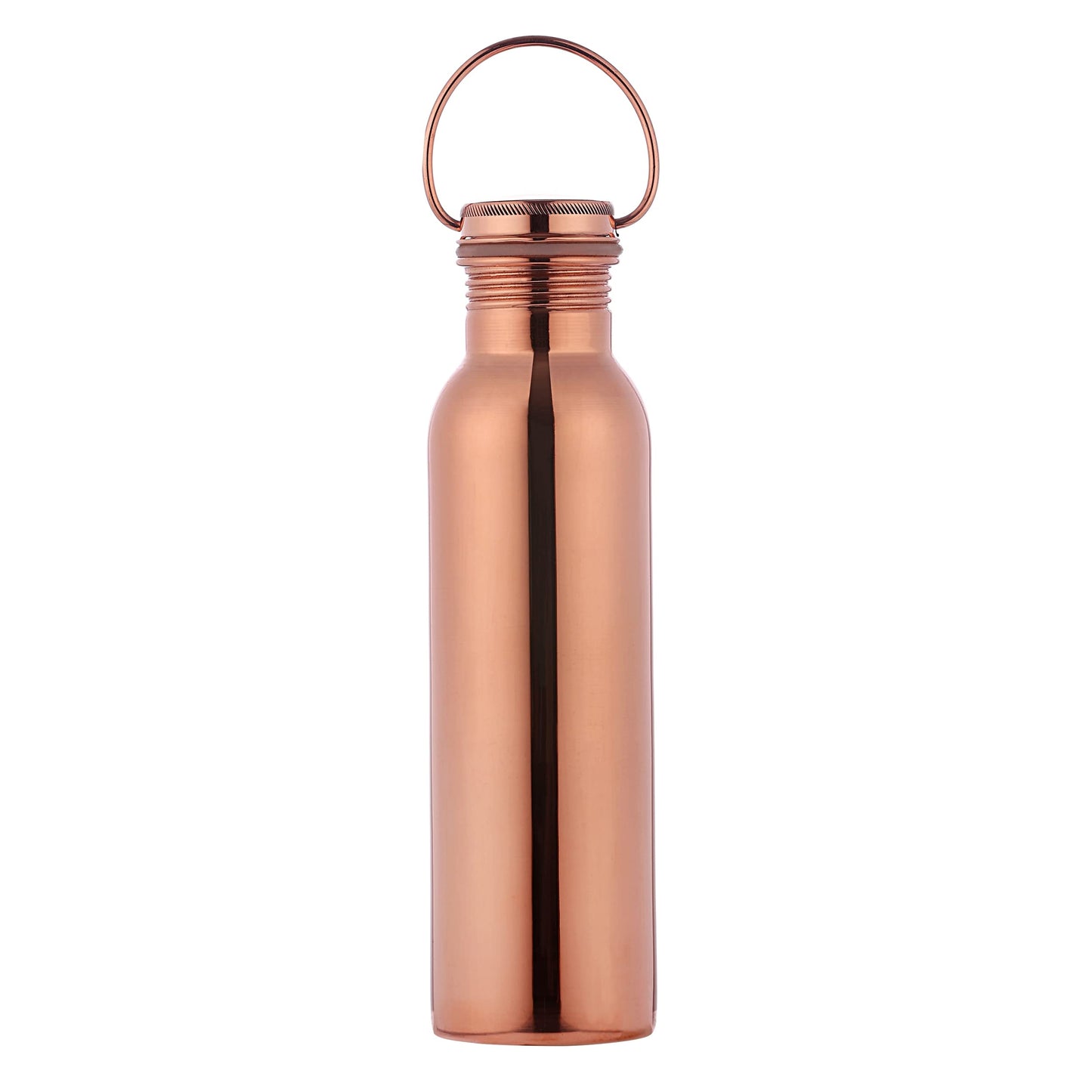 Pure Copper Water Bottle with Handle, 600 Ml, UNLINED, UNCOATED and LACQURED-FREE for Ayurvedic Health Benefits