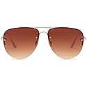 SUNLOUNGER Womens Oversized Aviator Sunglasses - Gradient Brown Lens on Gold Frame