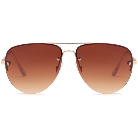 SUNLOUNGER Womens Oversized Aviator Sunglasses - Gradient Brown Lens on Gold Frame