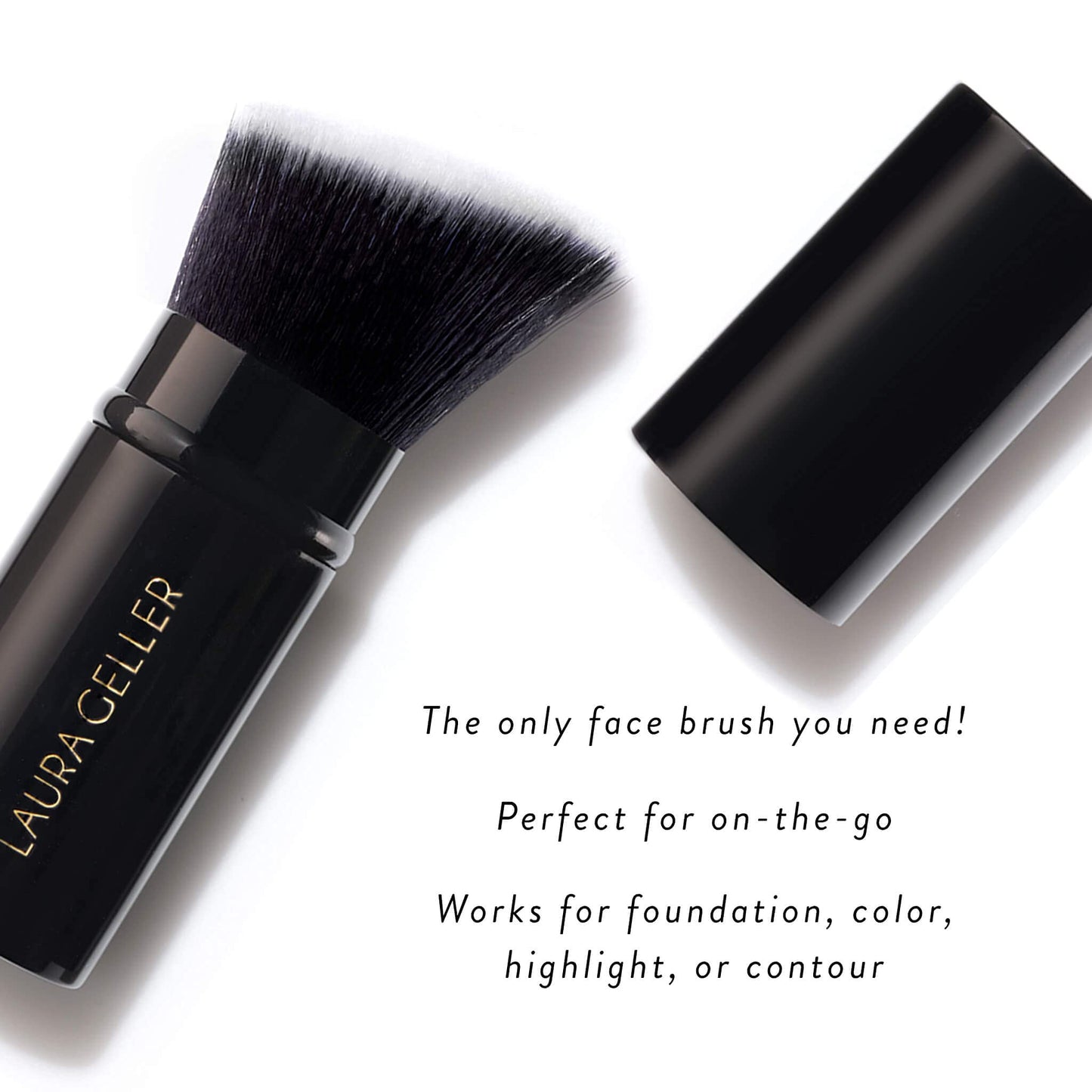 LAURA GELLER NEW YORK Baked Blush-n-Bronze 2-in-1 Bronzer Blush, Ginger Bronze - Retractable Angled Kabuki Brush
