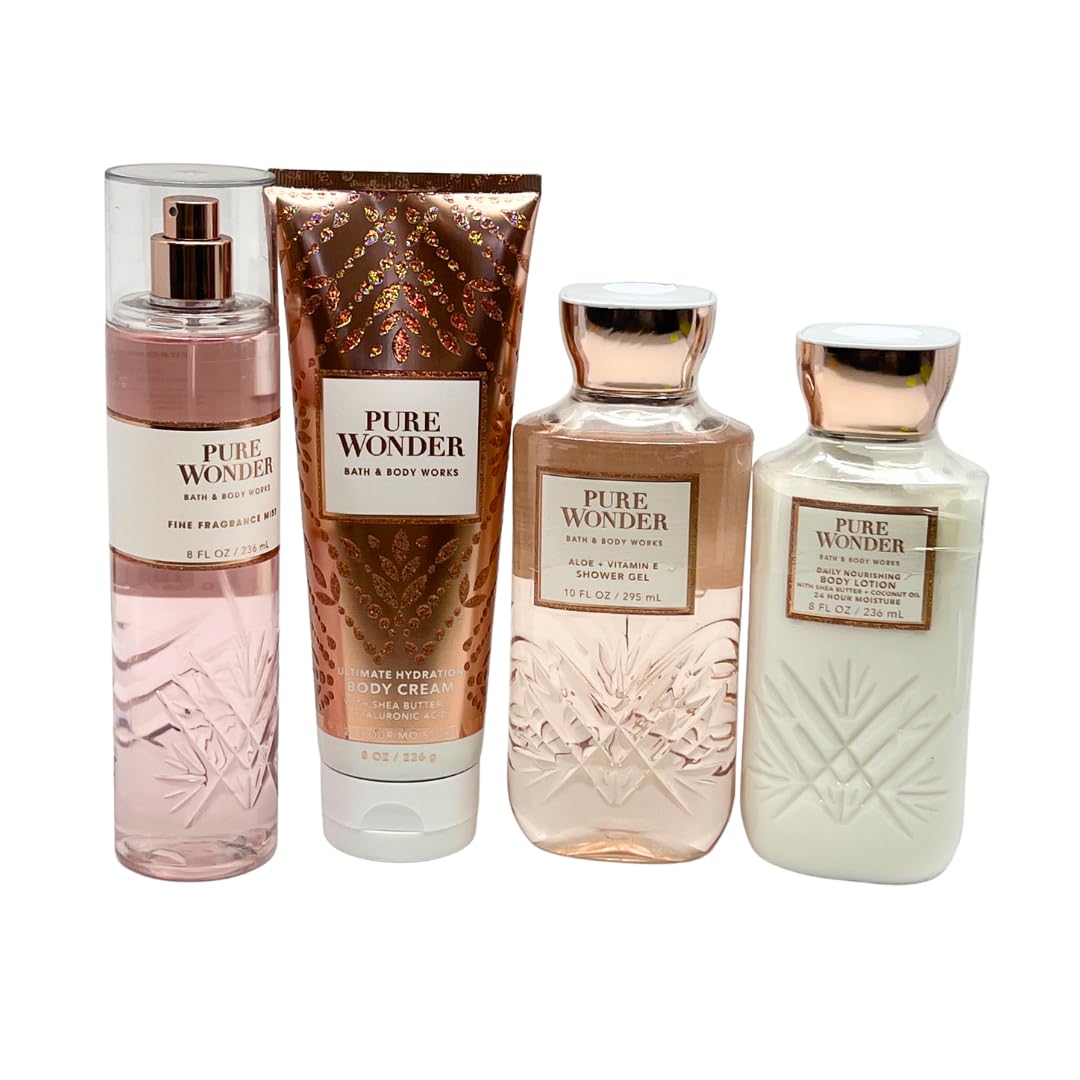 Bath & Body Works PURE WONDER Deluxe Gift Set - Fragrance Mist - Body Cream - Body Lotion - Shower Gel - Full Size