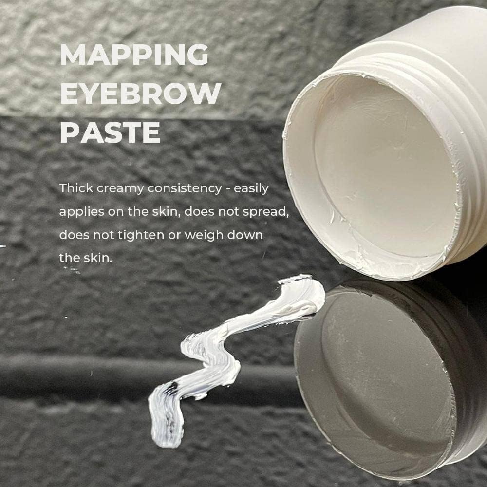 Brow Mapping Kit with White Brow Paste [Large 15g Bottle] White Brow Mapping String [30 m ] and 2 Eyebrow Brush Set for Microblading Supplies, PMU