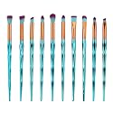 MIPPER 10pcs Diamond Handle Eye Makeup Brushes?Eyebrow Eye shadow Eyeliner Nasal shadow Cosmetics Brush Tool (green)