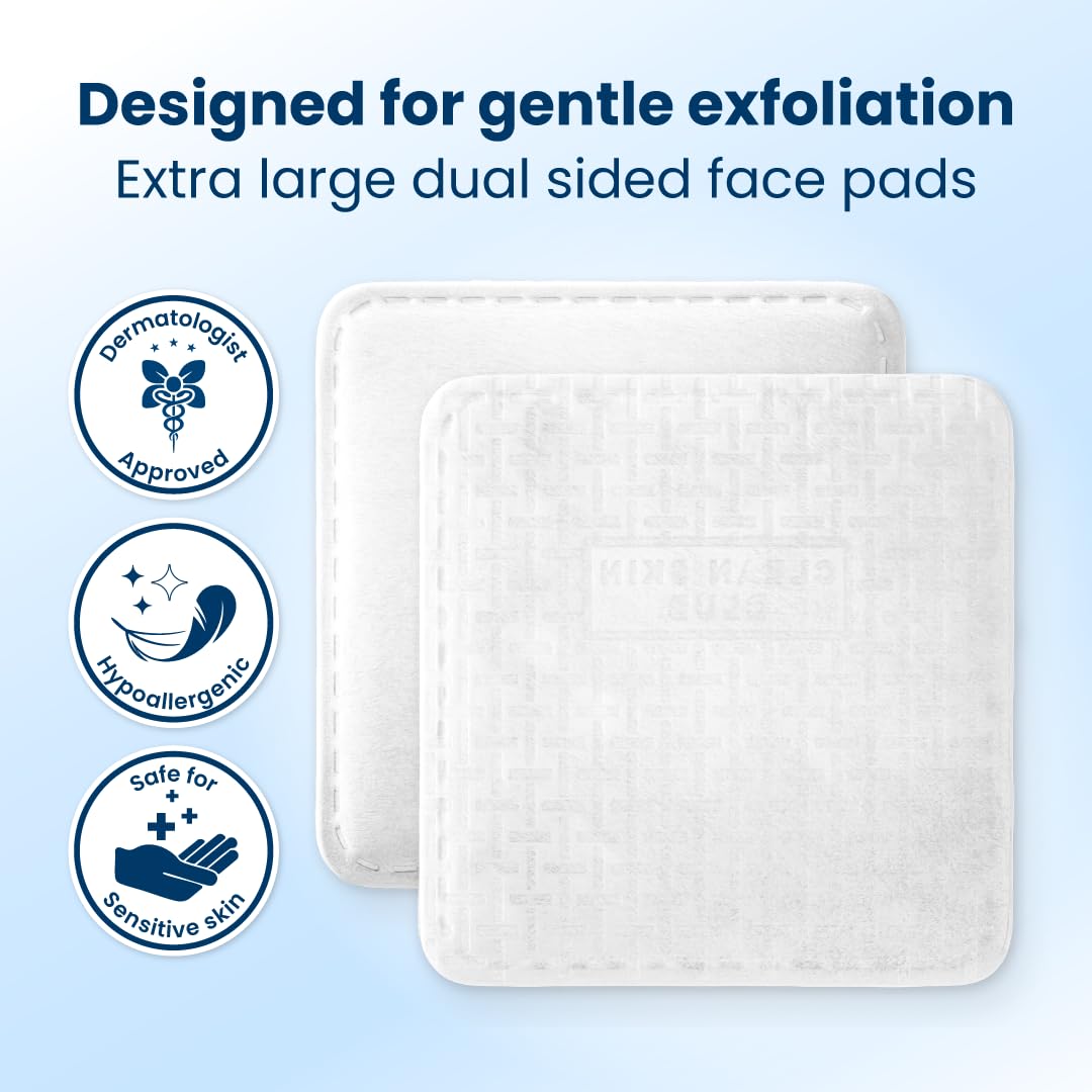Clean Skin Club Clean² Pads 2.0 [NEW & Improved Edges] Guaranteed Not to Shed & Tear, Unique Triple Layers, Textured Side & Ultra Soft Side, Organic Beauty and Personal Care CLEAN SKIN CLUB