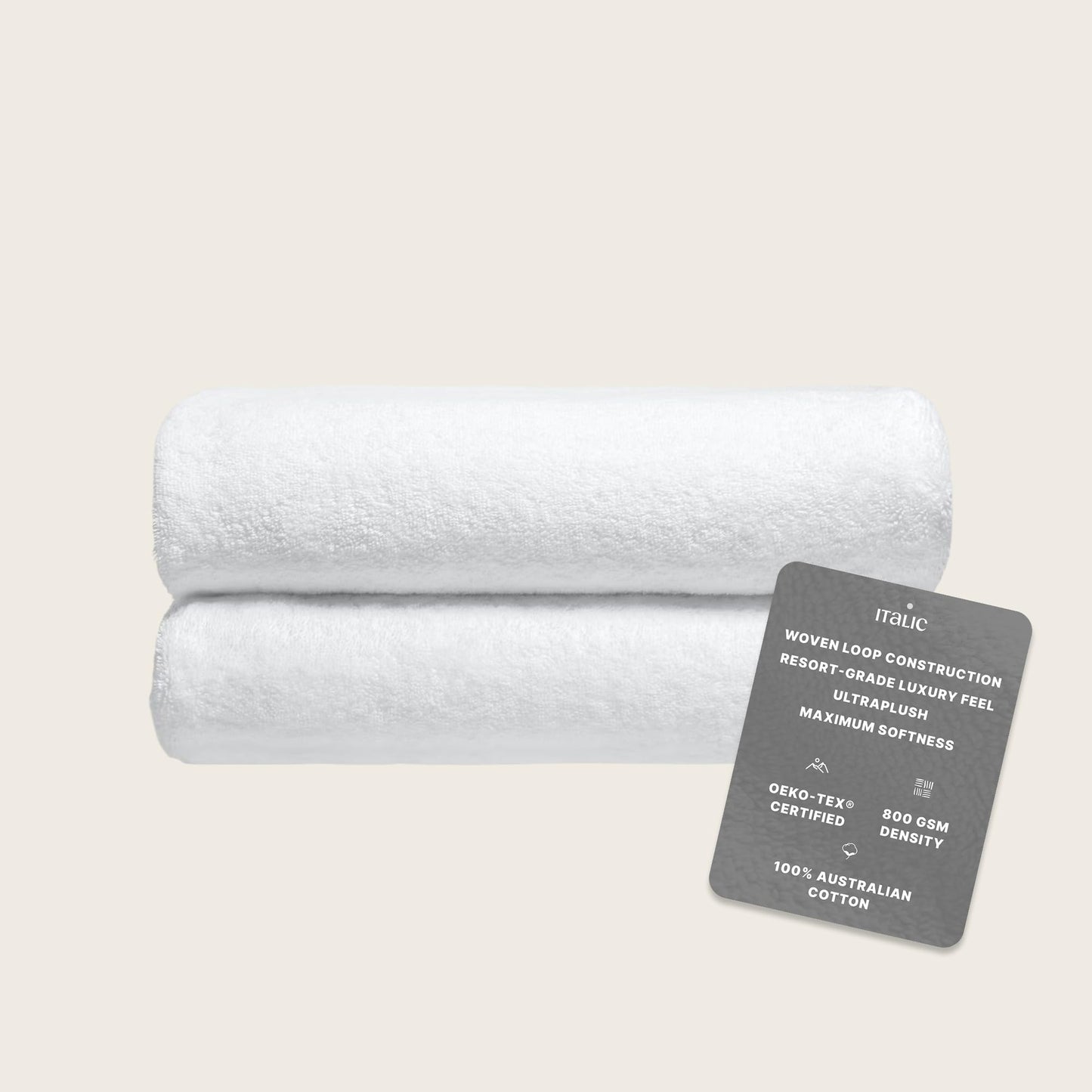 Italic Ultraplush 100% Australian Cotton Towels - Set of 2 Luxury Bath Towels, Quick Dry Plush and Absorbent, Heavy Duty Large Bath Towels, 800GSM…
