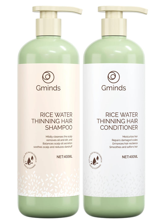 Rice Water Hair Growth Shampoo & Conditioner Large Size 400ml(13.5oz) each - Women & Men