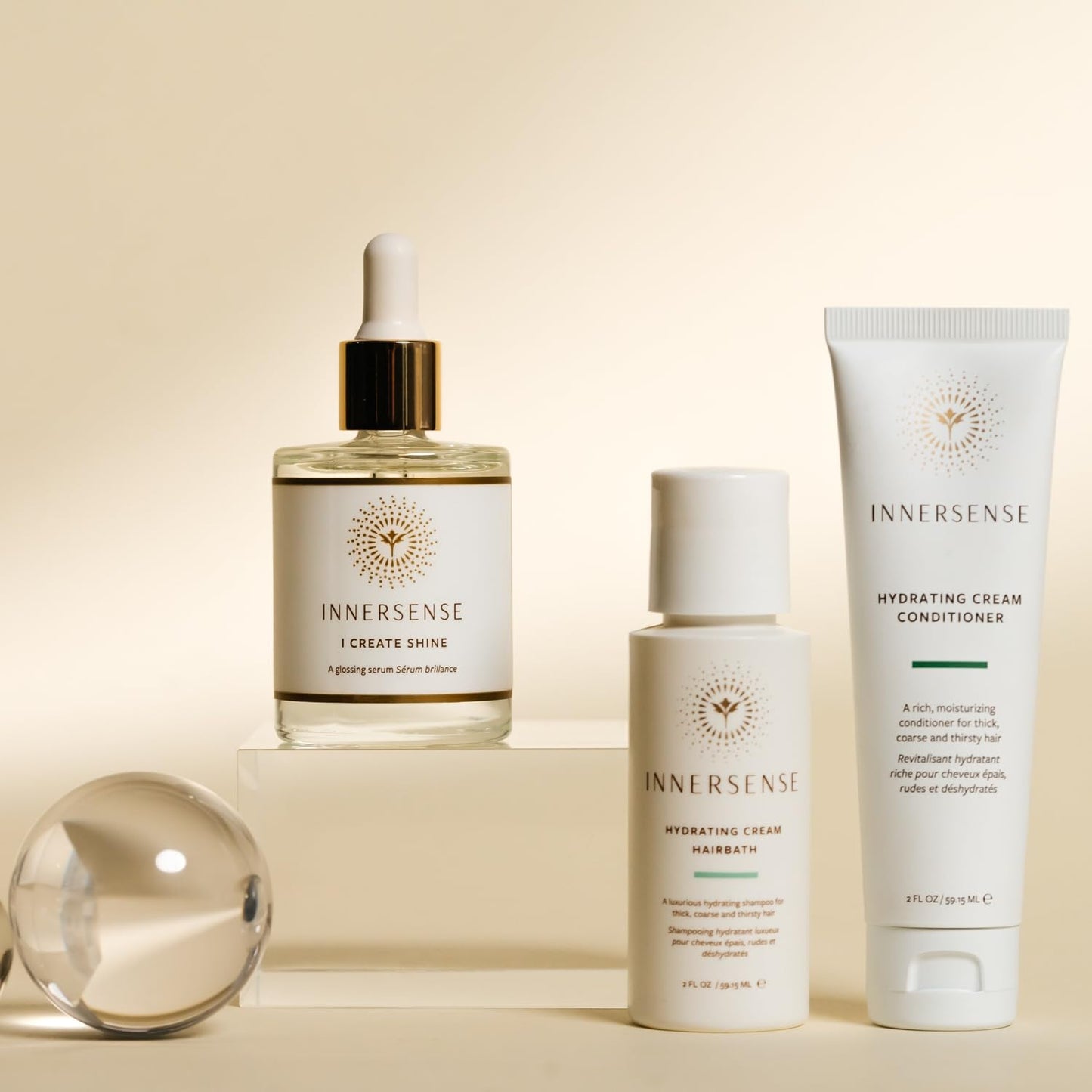 INNERSENSE Organic Beauty - Hydrate & Shine Set | I Create Shine, Hydrating Cream Hairbath, Hydrating Cream Conditioner | Non-Toxic, Cruelty-Free