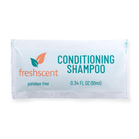 Freshscent Conditioning Shampoo - 100 Count, 0.34 oz Each - Single-Use, Paraben-Free, Easy-Open Travel Size for Hygiene Kits, Shelters, Hotels,