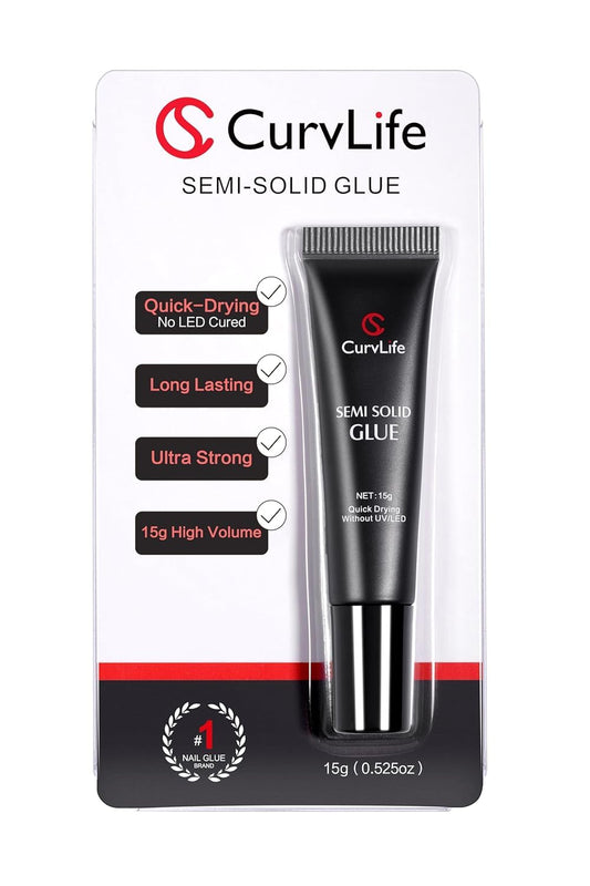 Curvlife Super Strong Nail Glue 15g for Press On Nails - Quick Drying, Semi Solid, Long Lasting, No UV Light Needed Beauty and Personal Care CurvLife Default Title