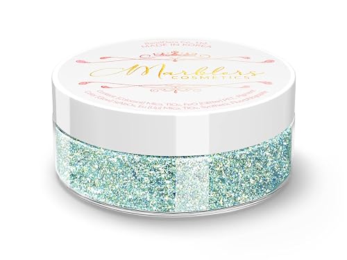 MARBLERS Chunky Natural Mica Powder [Steel Blue Pearl] 0.11oz (3g) | Highly Pigmented | Non-Toxic, Vegan, Cruelty-Free | Eyeshadow, Body Butter, Nail