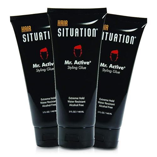 Hair Situation Mr. Active Hair Styling Glue - Strong Hold Hair Gel for Men, Maximum Grip, Anti-Frizz, Humidity Shield, Non-Flaking, Alcohol-Free, Adds