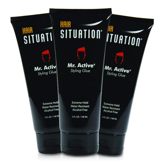 Hair Situation Mr. Active Hair Styling Glue - Strong Hold Hair Gel for Men, Maximum Grip, Anti-Frizz, Humidity Shield, Non-Flaking, Alcohol-Free, Adds