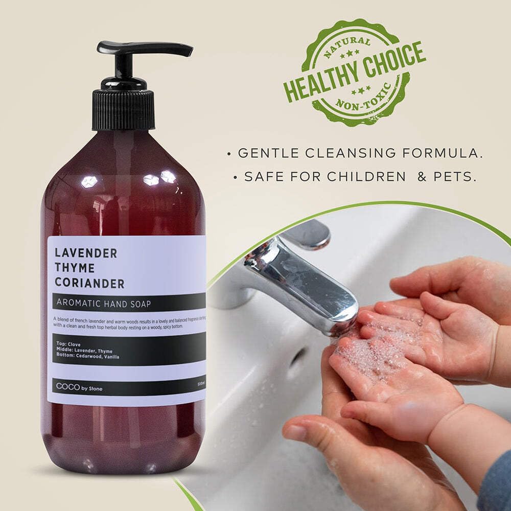 COCO by Stone 16oz Hand Soap (Lavender | Thyme | Coriander Essential Oil) - Soothing Castile Formula with Pure Essential Oils and Naturally Derived
