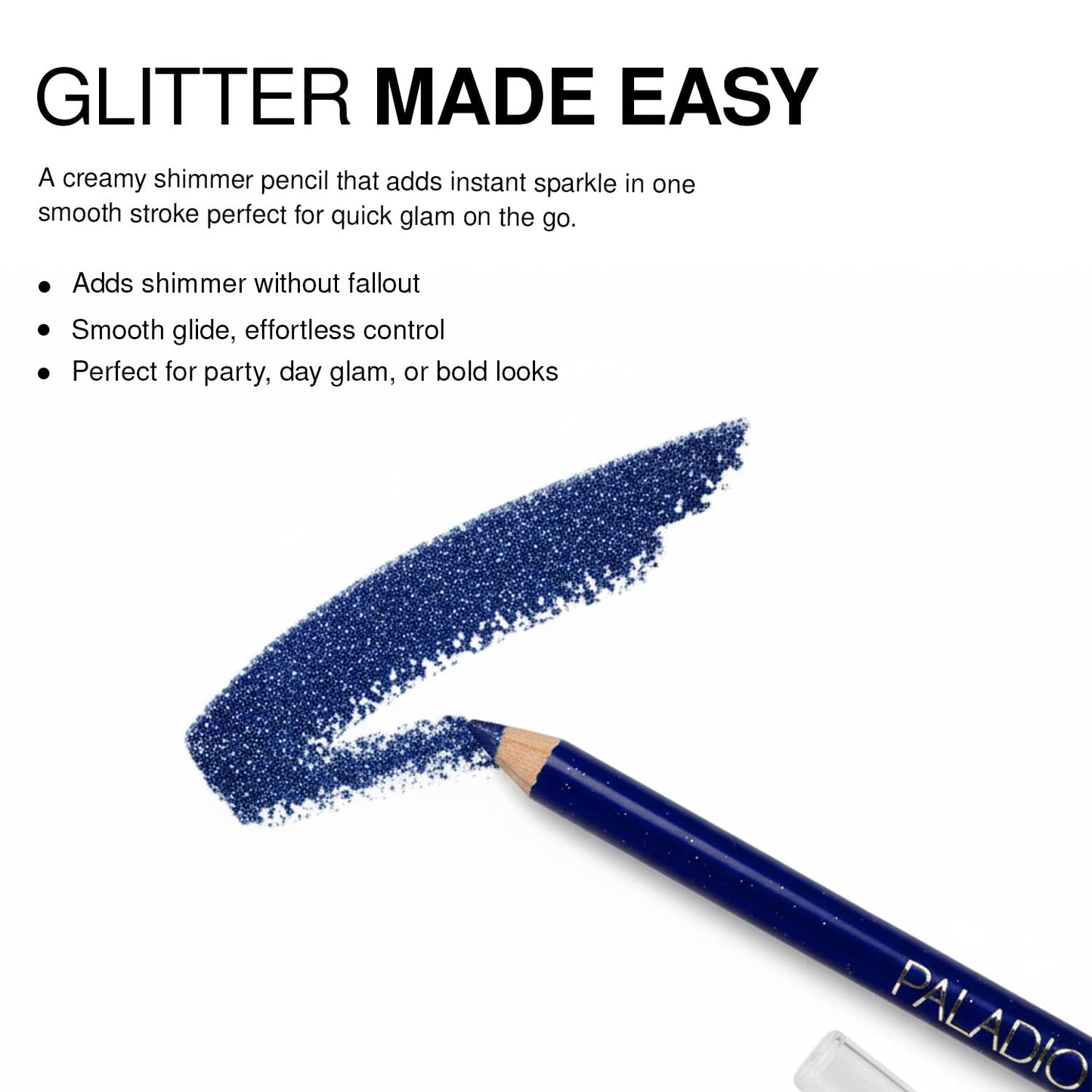 Palladio Glitter Eyeliner Pencil, Longlasting Creamy Cosmetic, Shimmer Eye Liner, Buttery Smooth Tip, Professional Makeup Glittery Pencil