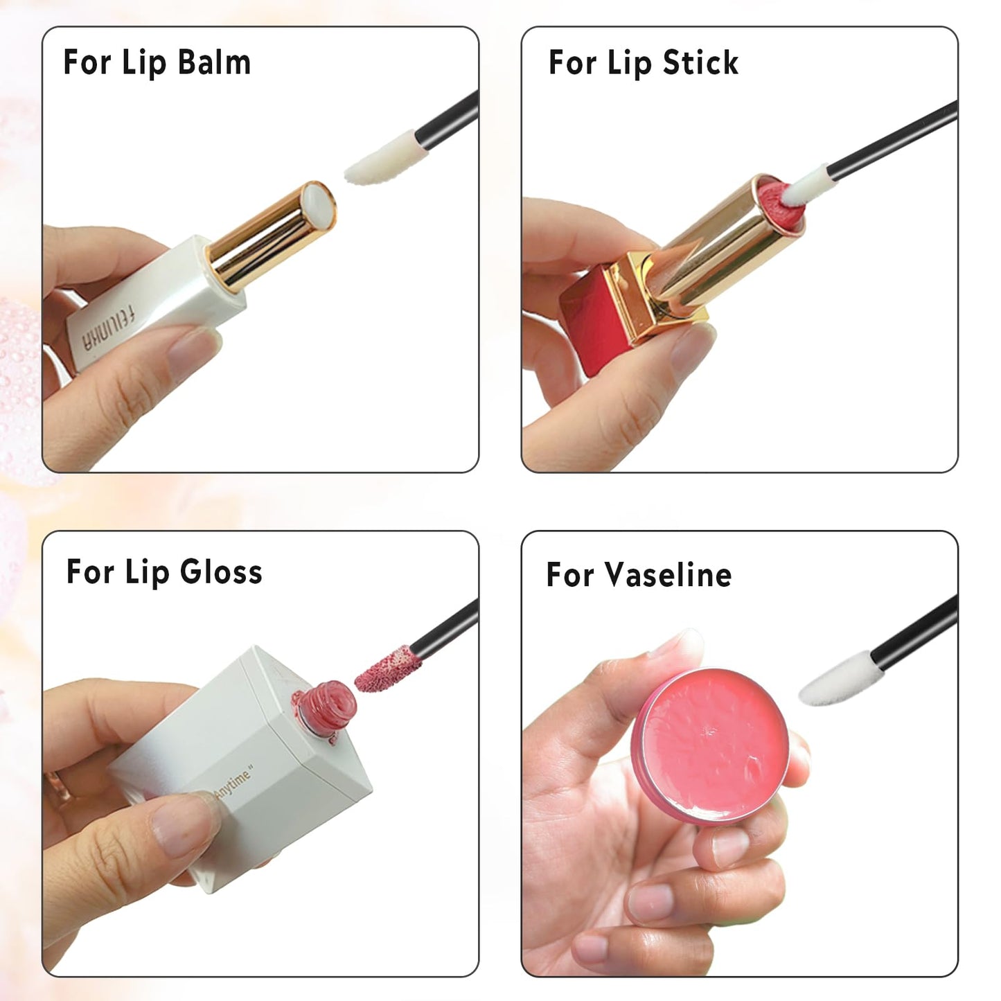 600pcs Disposable Lip Applicators, Lipstick Brushes & Lip Wands - Black & Pink 3.6 Inch Hygienic Makeup Applicators for Precision Application