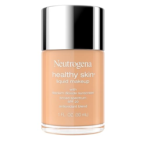 Neutrogena Healthy Skin Liquid Foundation Makeup Broad Spectrum SPF 20 Sunscreen, Medium Coverage, Vit B5, Antioxidants, All Day Wear, Buff Beige