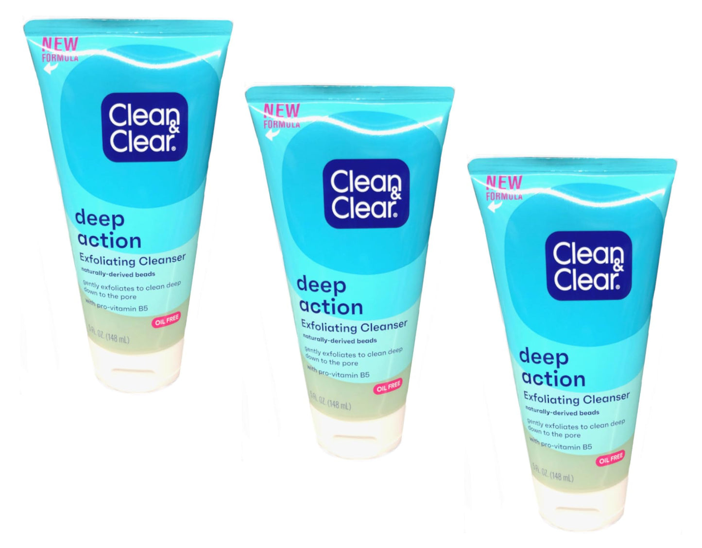 Clean & Clear Oil-Free Deep Action Exfoliating Facial Scrub, Cooling Daily Face Wash With Exfoliating Beads for Smooth Skin, Cleanses Deep Down to the