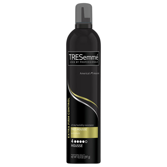 TRESemmé Tres Mousse Tres Extra Firm Control Mousse, Frizz Control with Flexible Feel for All Hair Types, Humidity Resistant, 10.5 oz