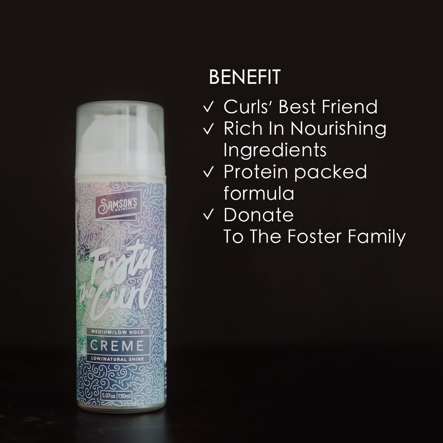 SAMSON'S HAIRCARE Foster the Curl Creme, For Textured Hair, Defines and holds curls all day, Nourishes and Strengthens hair, Protein packed formula