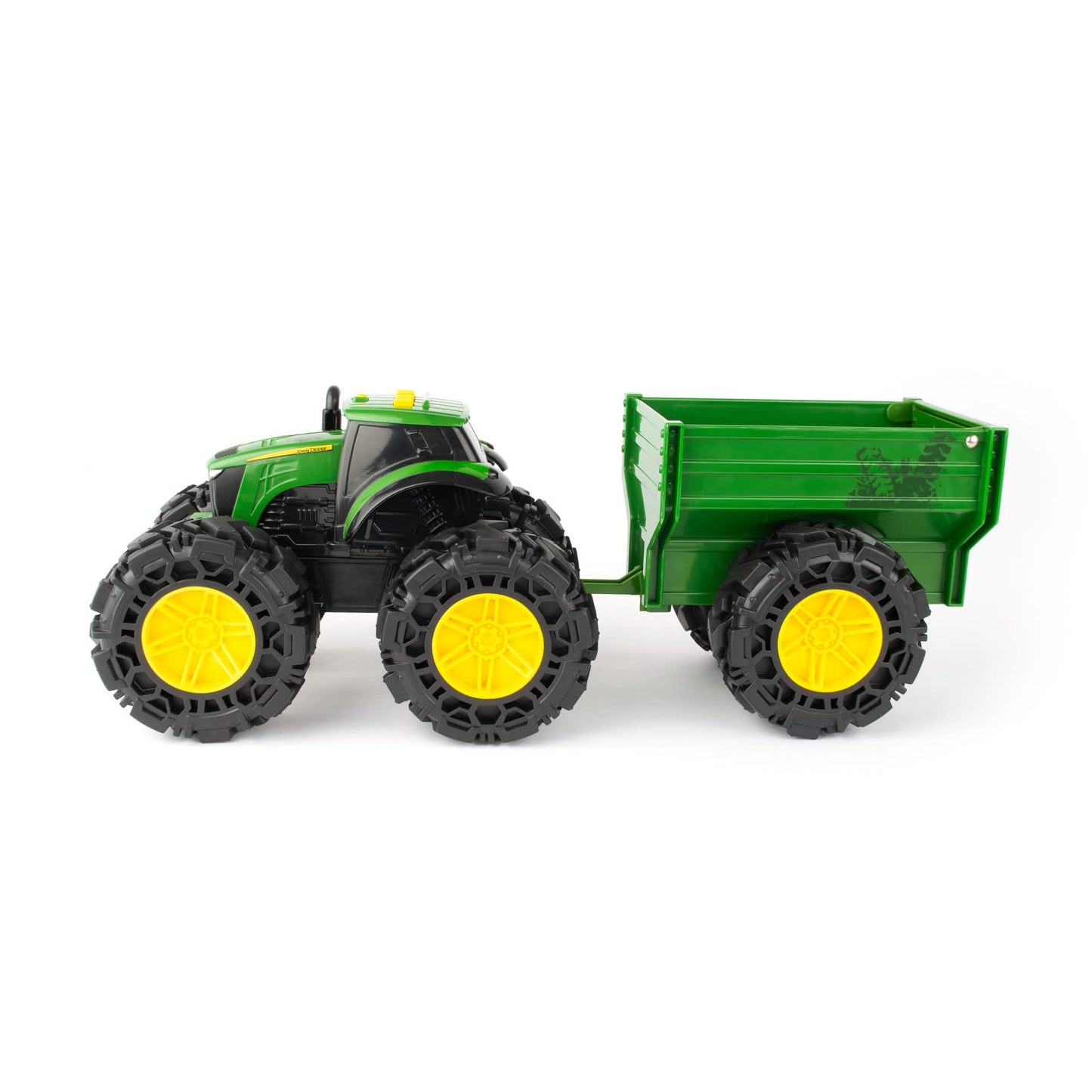 TOMY Monster Treads - John Deere Tractor Toy and Wagon - Includes Lights, Sounds, and Monster Truck Tires - John Deere Farm Toys - Ages 3 Years and Up
