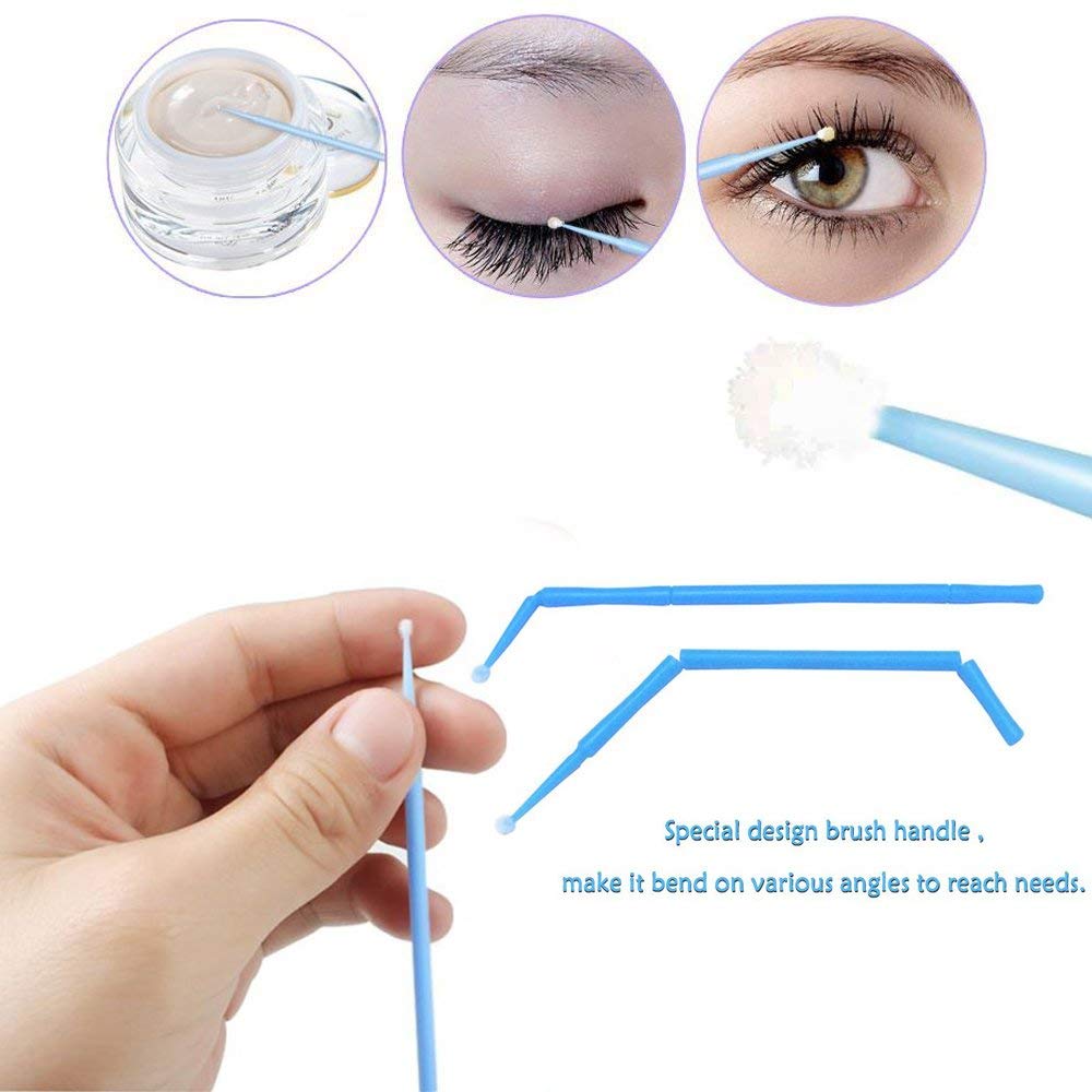 Yimart 400pcs Blue Regular Size 3mm Reusable Mascara Applicator Individual Eyelash Extension Microbrushes Makeup Tools