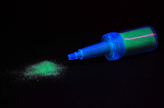 UV Blacklight Reactive Cosmetic Face & Body Glitter Powder (10 Gram Jars) (UV Shamrock Green)