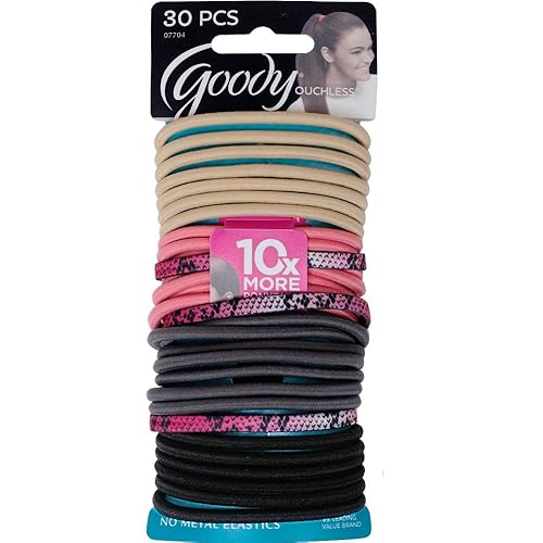 Goody WoMens Ouchless 4 mm Elastics, Pastel Python, 30 Count