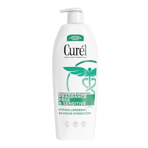Curel Fragrance Free Comforting Body Lotion, Unscented Dry Skin Moisturizer for Sensitive Skin, with Advanced Ceramide Complex, Repairs Moisture