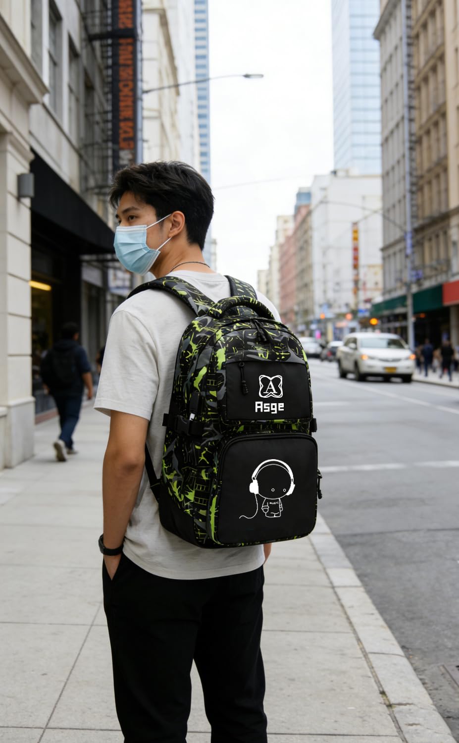 Asge boys backpack for kids camo bookbag for middle school bags travel back pack (Green)