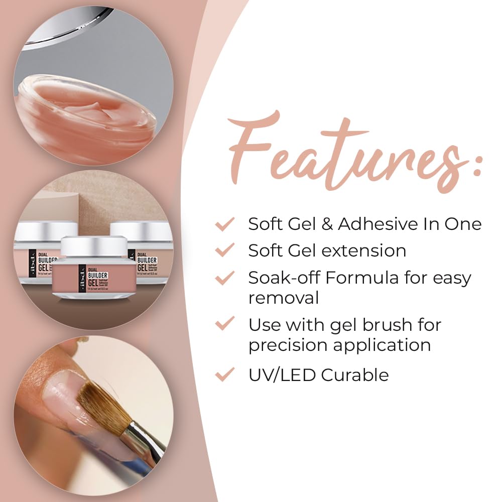 IBD Dual Builder Gel - Soft Gels and Adhesive Soak Off for Artificial Nail Extension, Professional Manicure Sculpting and Overlays, Warm Nude, 0.5 oz Beauty & Personal Care IBD