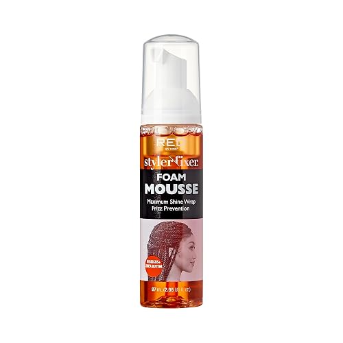 Red by Kiss Foaming Mini Travel Size Mousse, Maximum Shine Wrap Mousse, Reduce & Prevent Frizz, Define Curls, Hold Styles, Nourishes Dry & Crips Hair