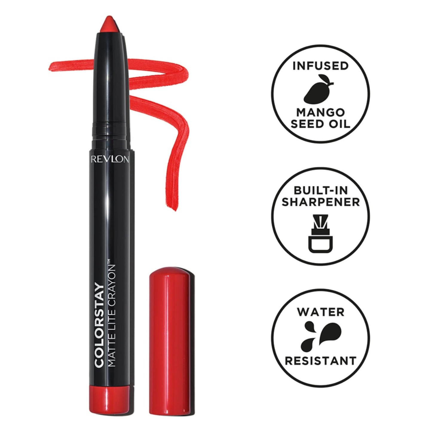 REVLON ColorStay Matte Lite Crayon Lipstick with Built-in Sharpener, Smudge-proof, Water-Resistant Non-Drying Lipcolor, 009 Ruffled Feathers, 0.049 oz