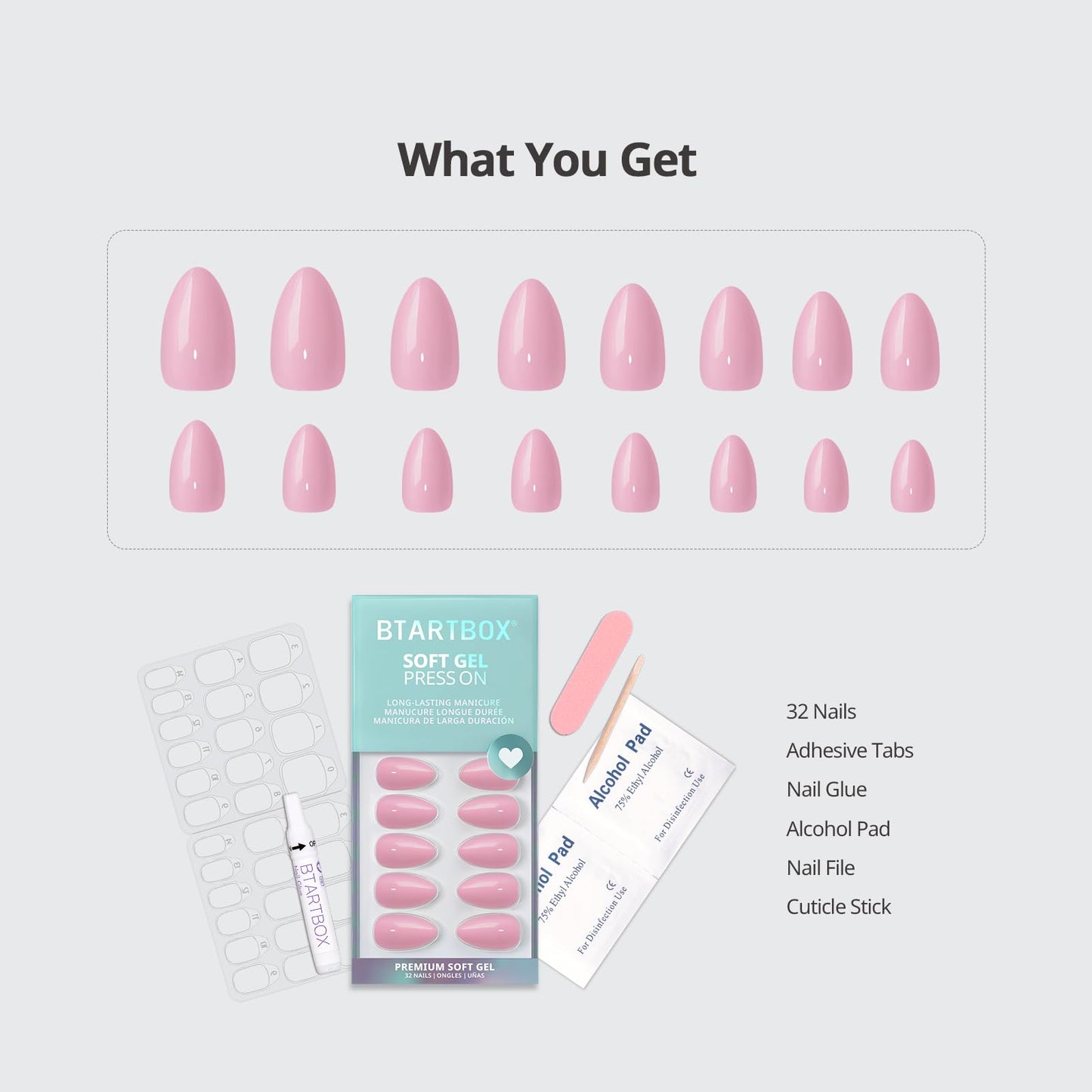 BTArtbox Press On Nails Short - Pastel Pink Press on Nails Short Oval Soft Gel Fake Nail with Nail Glue, Fit Perfectly, Reusable Stick Glue On Nails Beauty and Personal Care BTArtbox