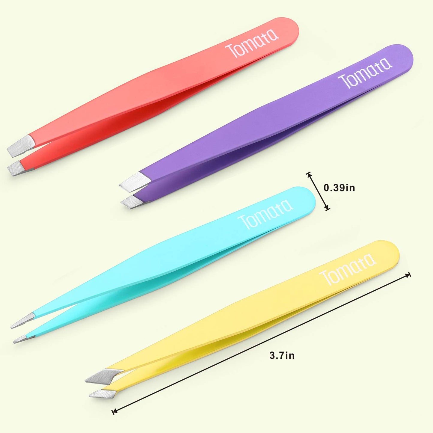 Tomata Tweezers for Eyebrows, Slant Tip and Pointed Eyebrow Tweezer Set Great Precision for Eyebrows Facial Hair, Ingrown Hair, Splinter, Blackhead