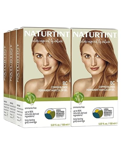 Naturtint 8C Copper Blonde Permanent Hair Color (Pack of 6), Ammonia Free, Vegan, Cruelty Free, up to 100% Gray Coverage, Long Lasting Results