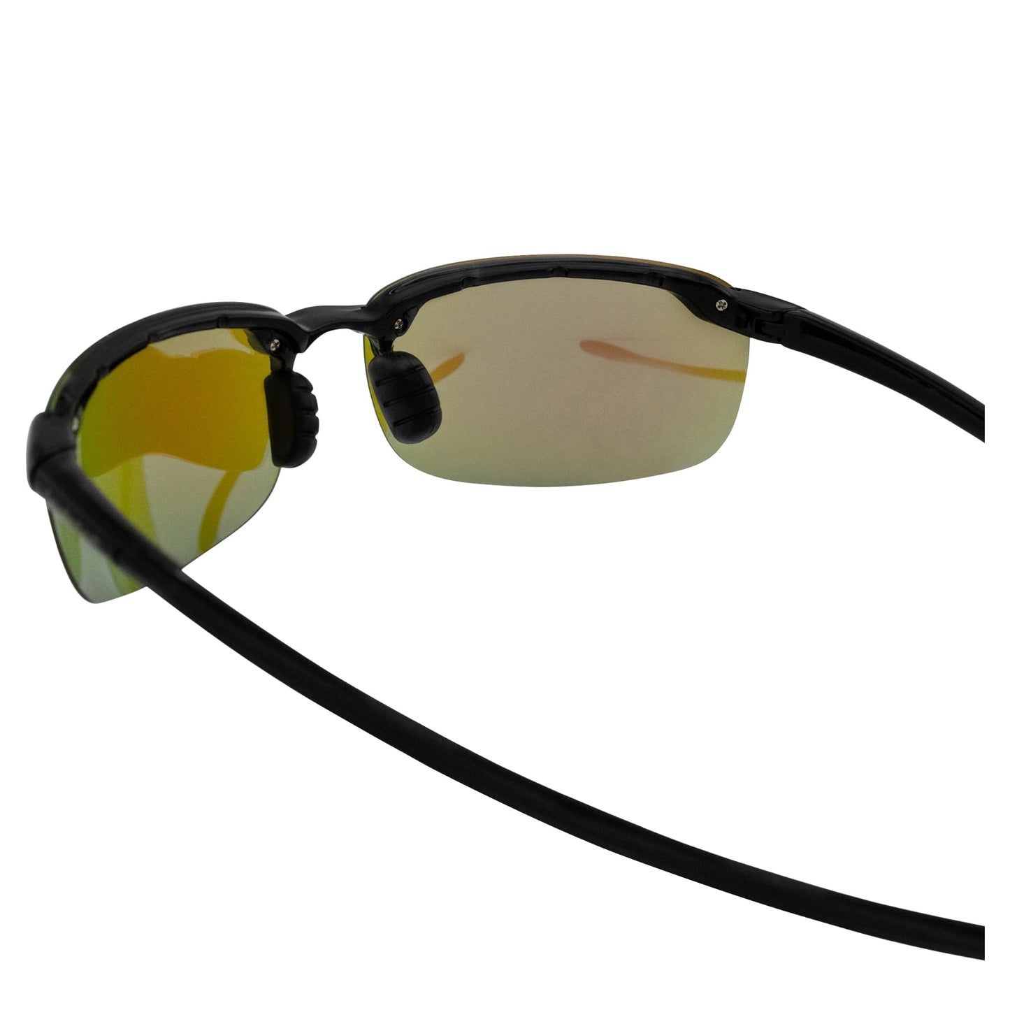 Islander Eyes Nevis Polarized Sunglasses for Men or Women Rimless Sports Wrap Black Temples w/Blue Mirror Lens