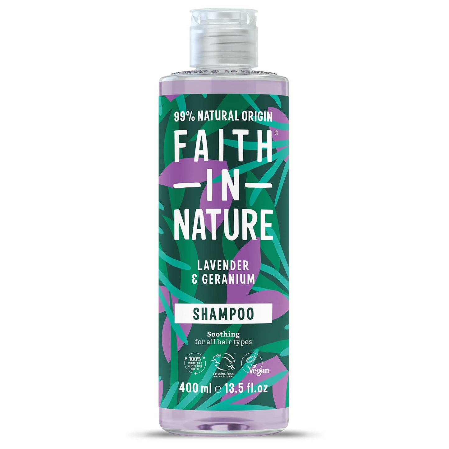 FAITH IN NATURE Natural Shampoo - Vegan & Cruelty Free, No SLS or Parabens - 13.5 fl oz, Lavender & Geranium